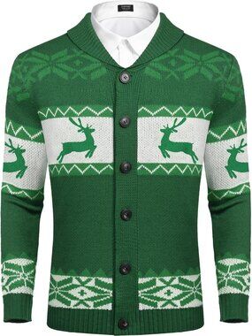 Cozy Men's Christmas Cardigan Sweater | Shawl Collar Knitwear for Holiday Style